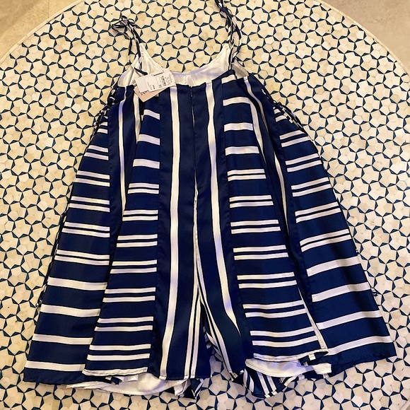 Philosophy Blue and White Striped Romper Tie Up Sides size XS NWT - Picture 4 of 7